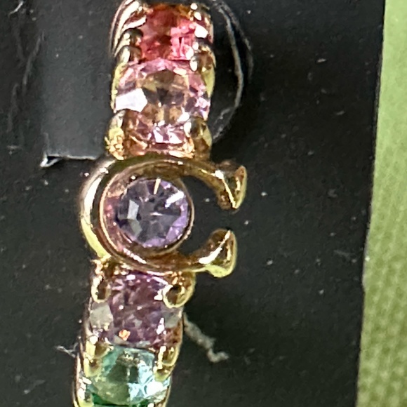 COACH SIGNATURE RAINBOW TENNIS HUGGIE EARRINGS:NWT RAINBOW CL260 - Picture 8 of 11